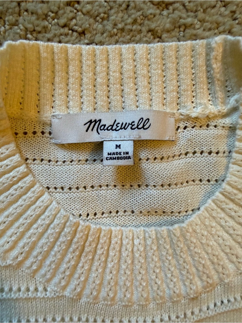Madewell Cream Short-Sleeve Crewneck Knit Sweater - Picture 2 of 7